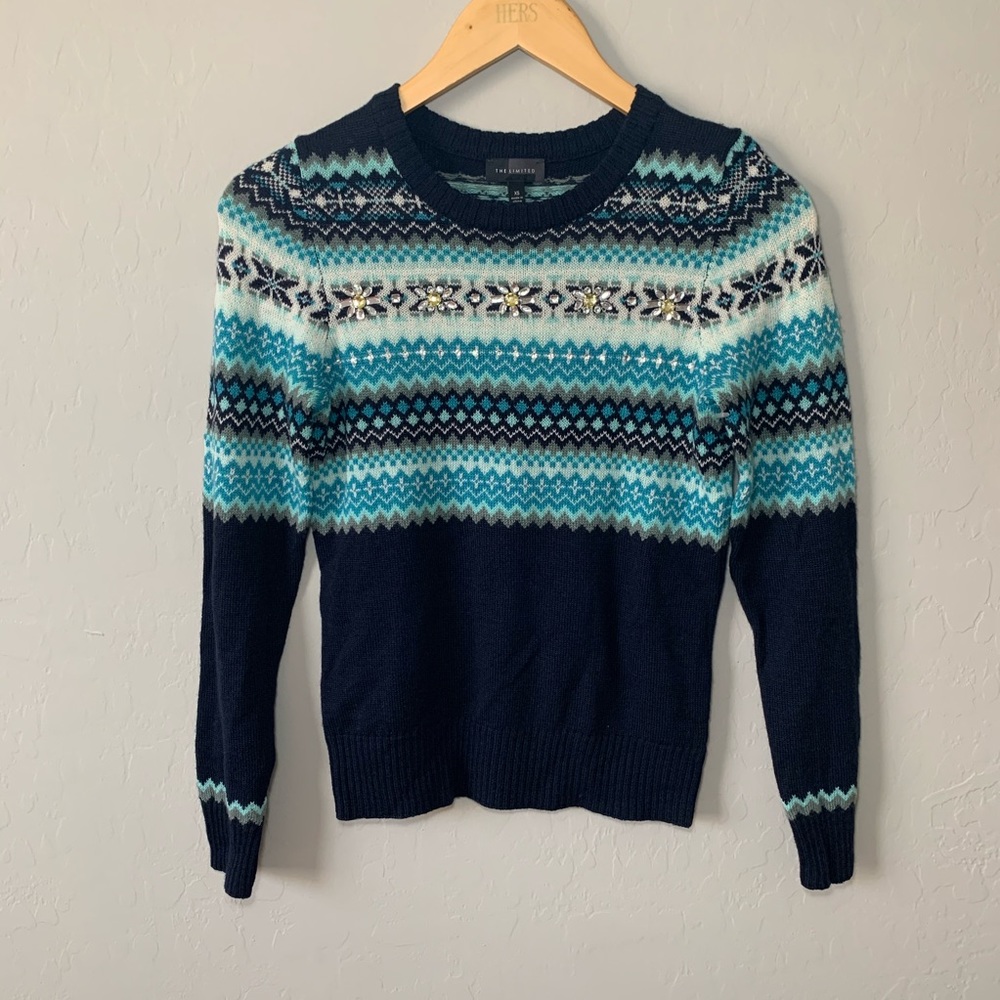 The Limited Navy Blue knitted pull over sweater